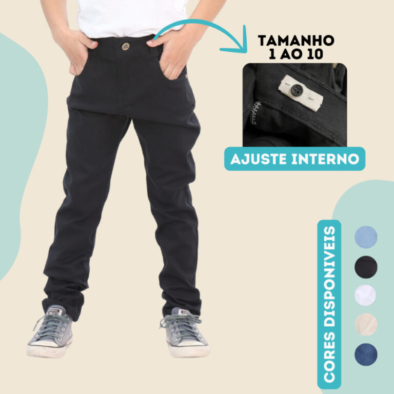 Calça Jeans Infantil Sarja Menino Com Ajuste Inte