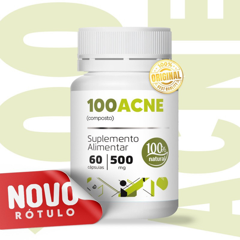 Suplemento Composto Anti Acne/ 100 Acne C/60cáps 500mg Original