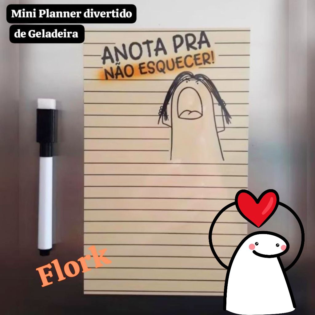Lousa de Geladeira Magnética engraçado Acompanha Caneta ímã mini Planner Semanal – Anotações 14x20cm