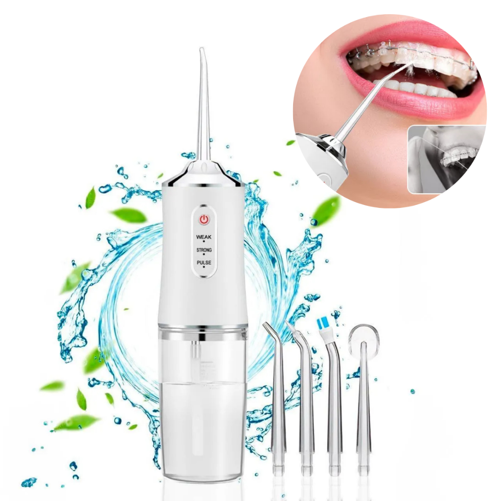 Irrigador Oral Branco Elétrico 220ML com 3 Modos Limpeza Bucal Profunda Jato De água Dentes Escova G