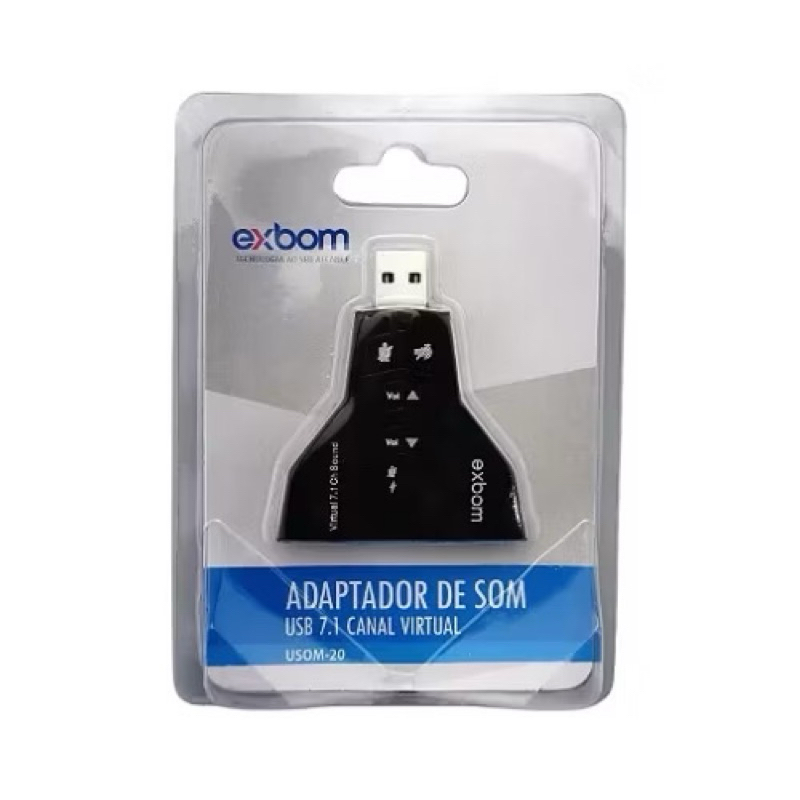Exbom Placa De Som Adaptador Usb 7.1 Para 2 Fone Microfone