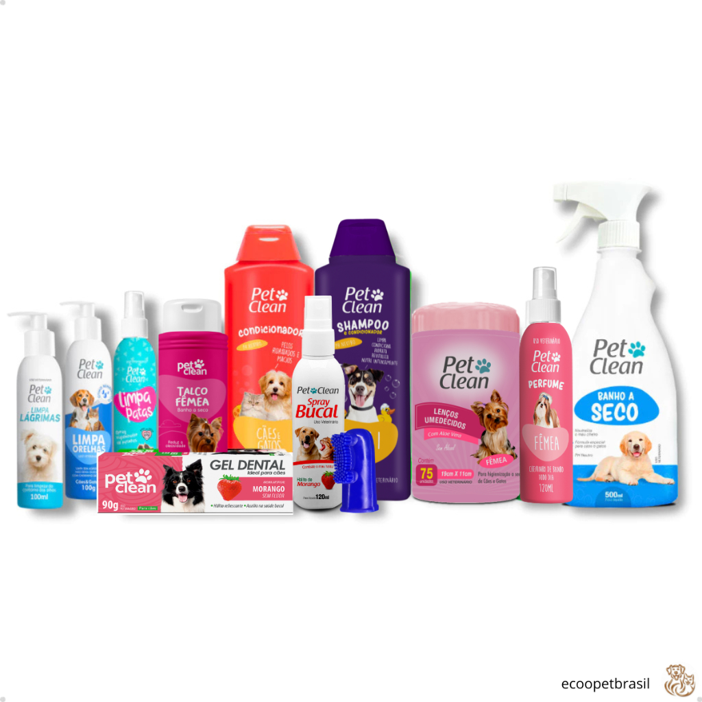 Kit Higiene e Banho Completo Para Cães E Gatos Fêmea Pet Clean Cuidados com o Pelo e Saúde Bucal