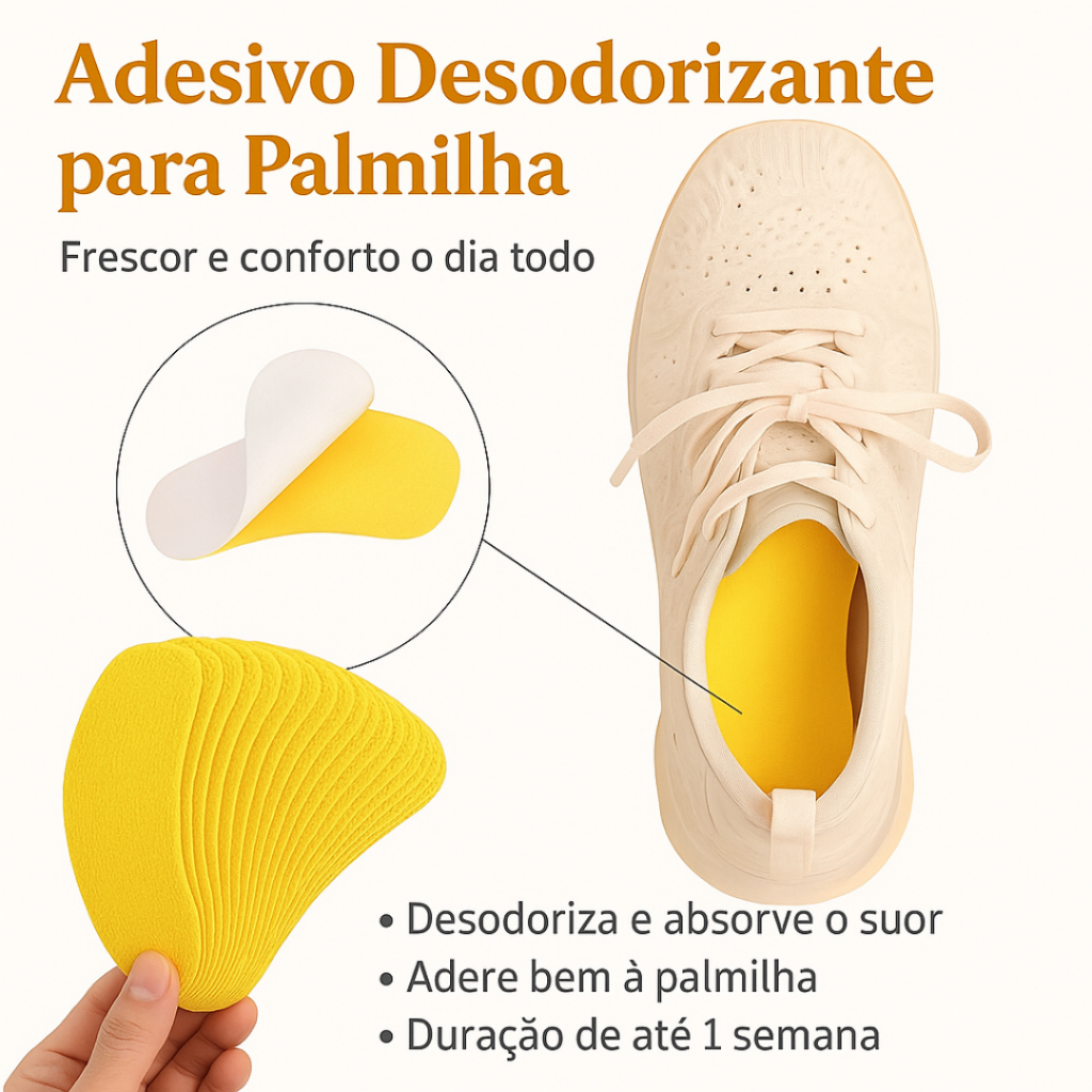 KIT 30 Adesivos Para Palmilha de Sapato  Anti Suor e Cheiro Anti Odor Respirável Anti Chulé