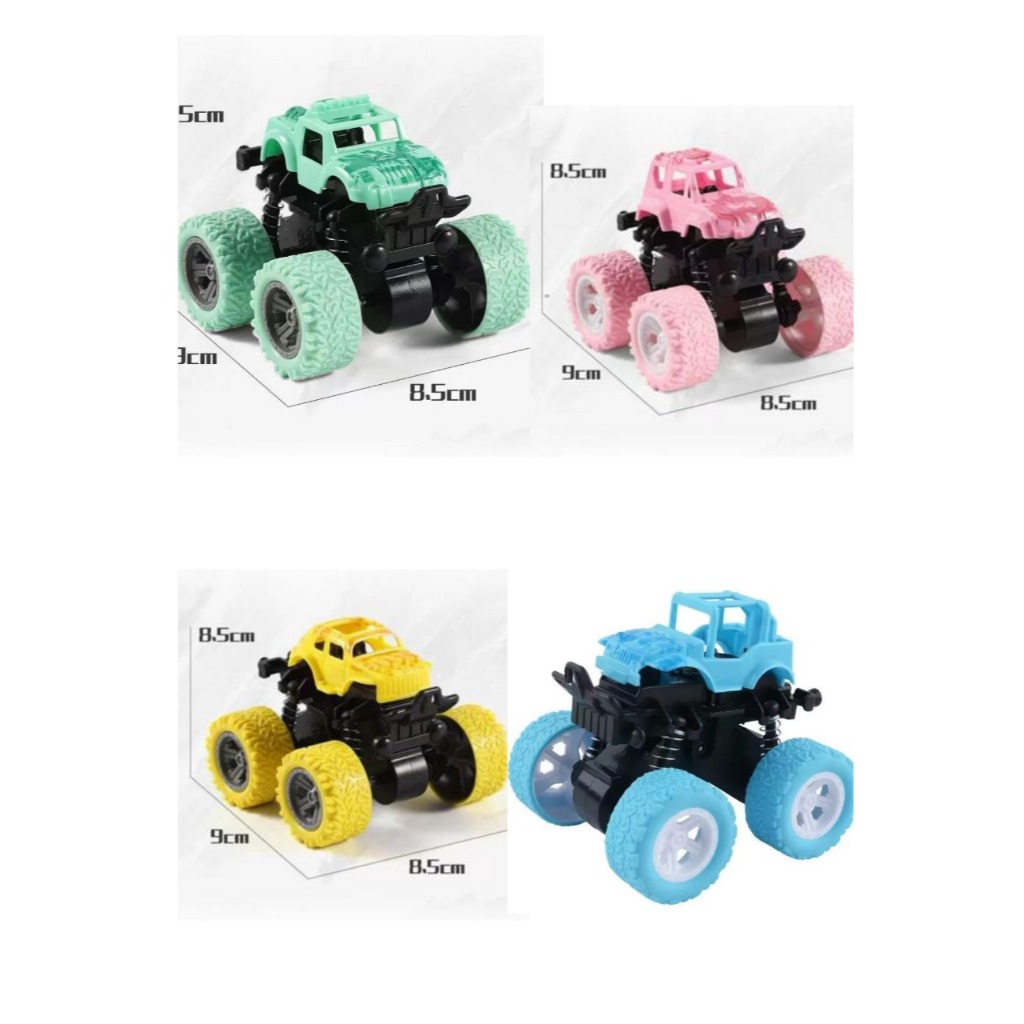 KIT 4 Carrinhos Off Round Brinquedo com Tração Inércial nas Quatro Rodas Para Crianças (360°)