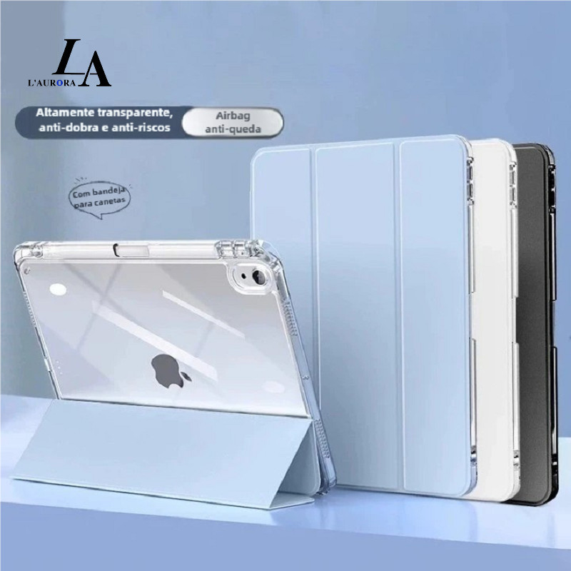 Capa acrílico de alta transparência iPad 5-11A16e ipad Air/mini  com porta Apple Pencil