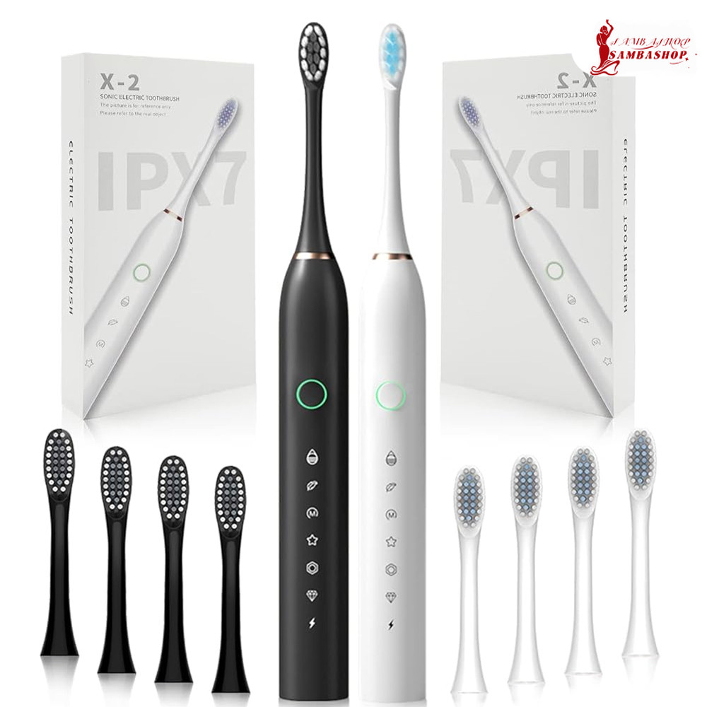 Escova de Dentes Elétrica IPX7 com 4 Cabeças de Reposição Inteligente à Prova Dágua