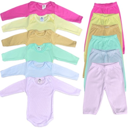 Kit 4 Peças Body e Mijão Menina e Menino Manga L