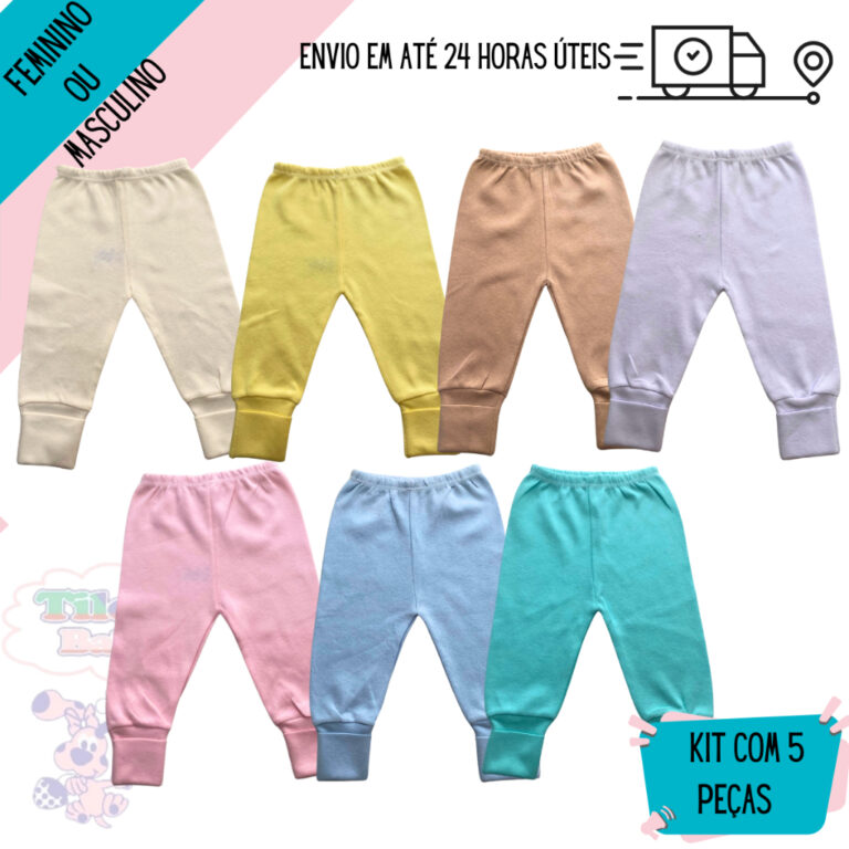 kit 5 peças mijão liso vira pé 100% algodão