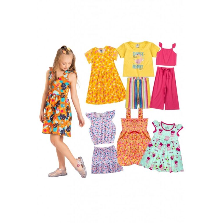 Kit Sortido 12 Peças de Roupas Infantis Feminino 