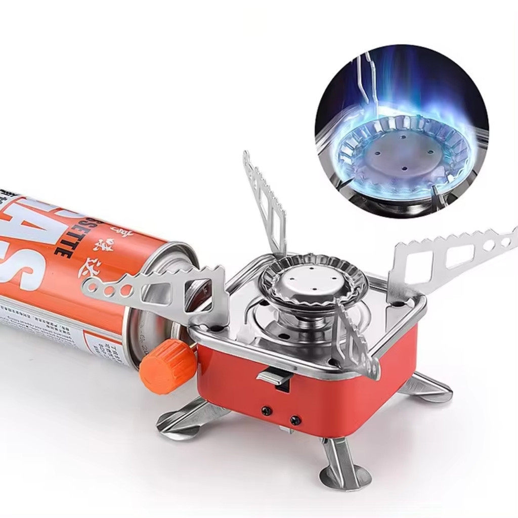 Mini Fogareiro Á Gás Portátil Camping e Viagem 1 Boca Inox Automático