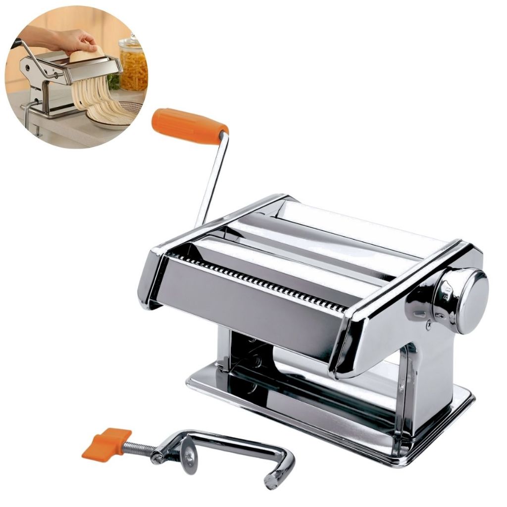 Máquina de Macarrão Massa Caseira 3 Massas Inox Lasanha Fettuccine Pastel Manual
