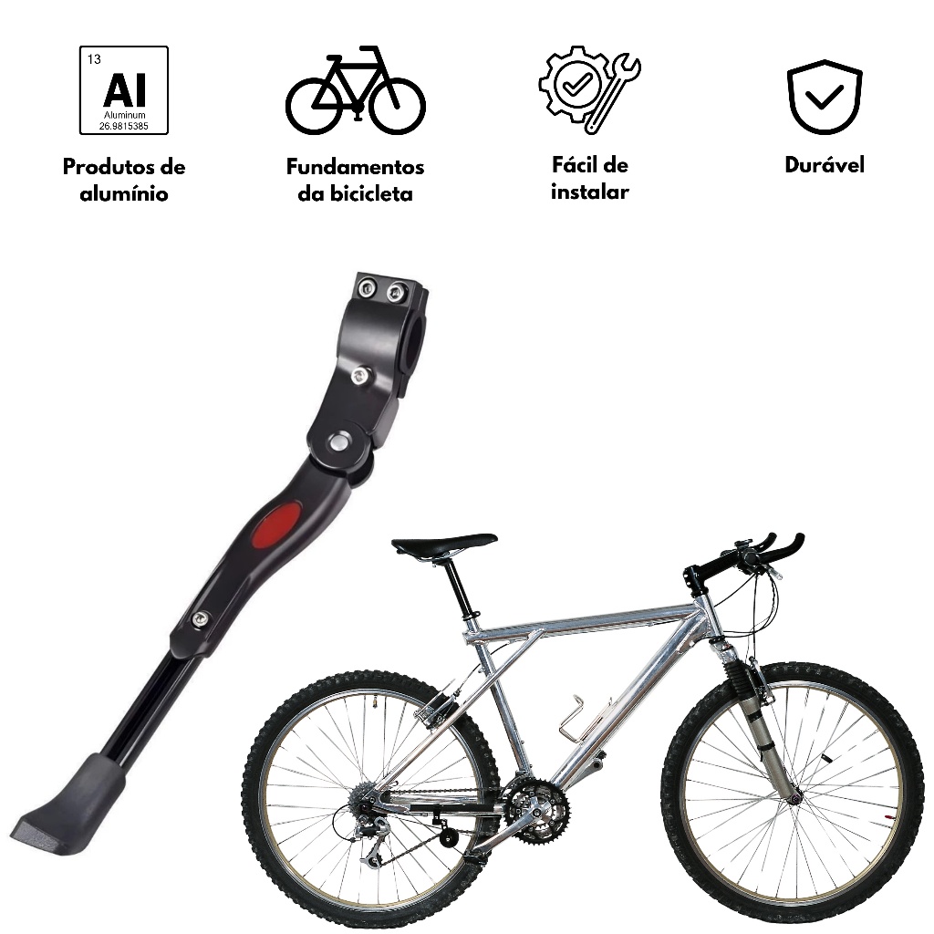 Descanso Lateral Pezinho Alumínio De Descanso Para Bicicleta Regulavel Emborrachado