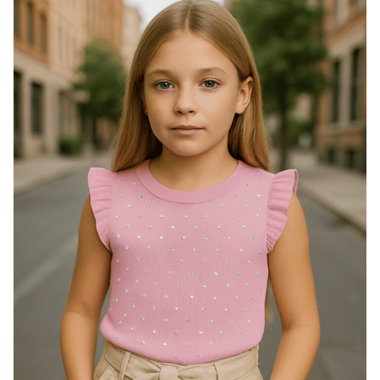 Blusa Blusinha Canelada Infantil Meninas Strass Bl