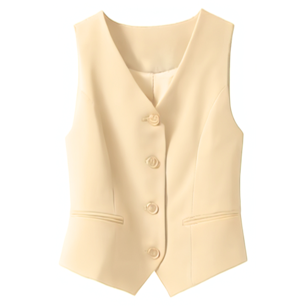 Colete Social Feminino C Bolsos Forrado Decote V – Alfaiataria Pronta Entrega