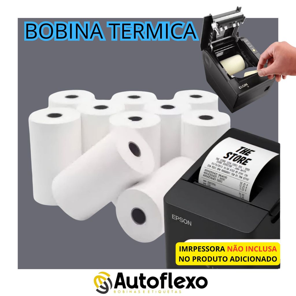 Kit Bobina 80×80 Branca Fácil Instalação Cupom Fiscal Promoção Original AutoFlexo Bobinas