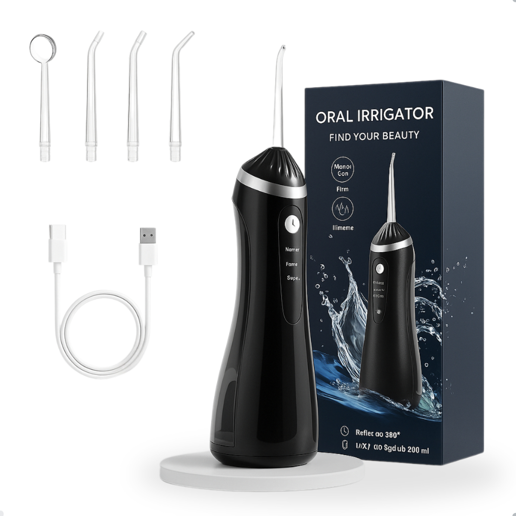 Irrigador Dental Premium Oral Recarregavél 220ml Higiene Limpeza Bucal Portátil Limpador de Dente
