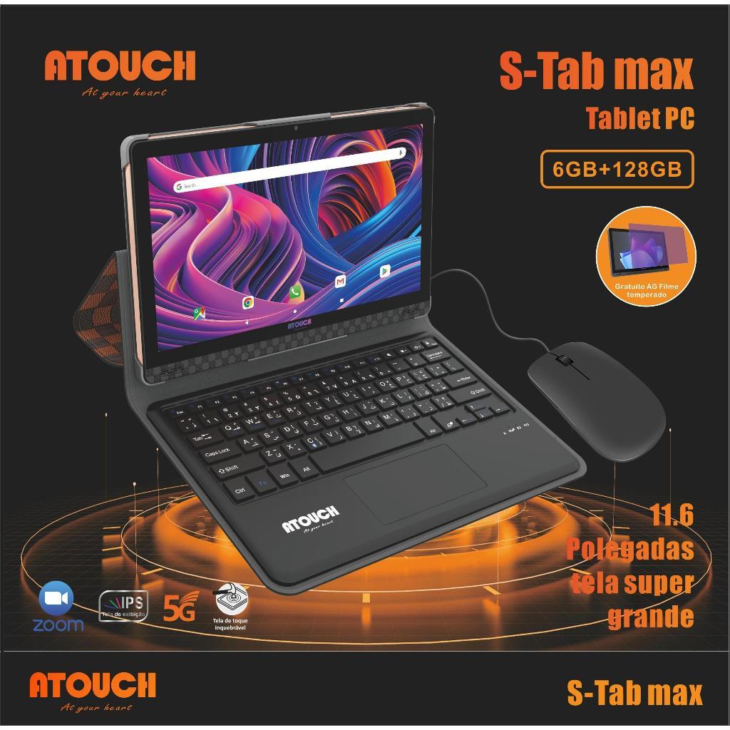 Tablet Atouch Stab-max pro Tela 11.6 6GB RAM+128GB Wi-Fi 4G/5G CHIP Teclado Bateria 10000mAh Android