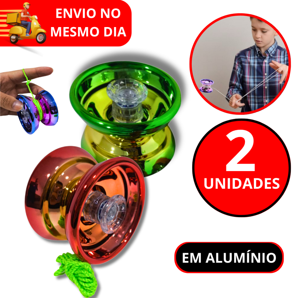 KIT 2 Io-io Yoyo Ioio Yo-yo Ioiô Aluminio Super Rolamento Presente Top YoYo Alumínio Profissional Yo