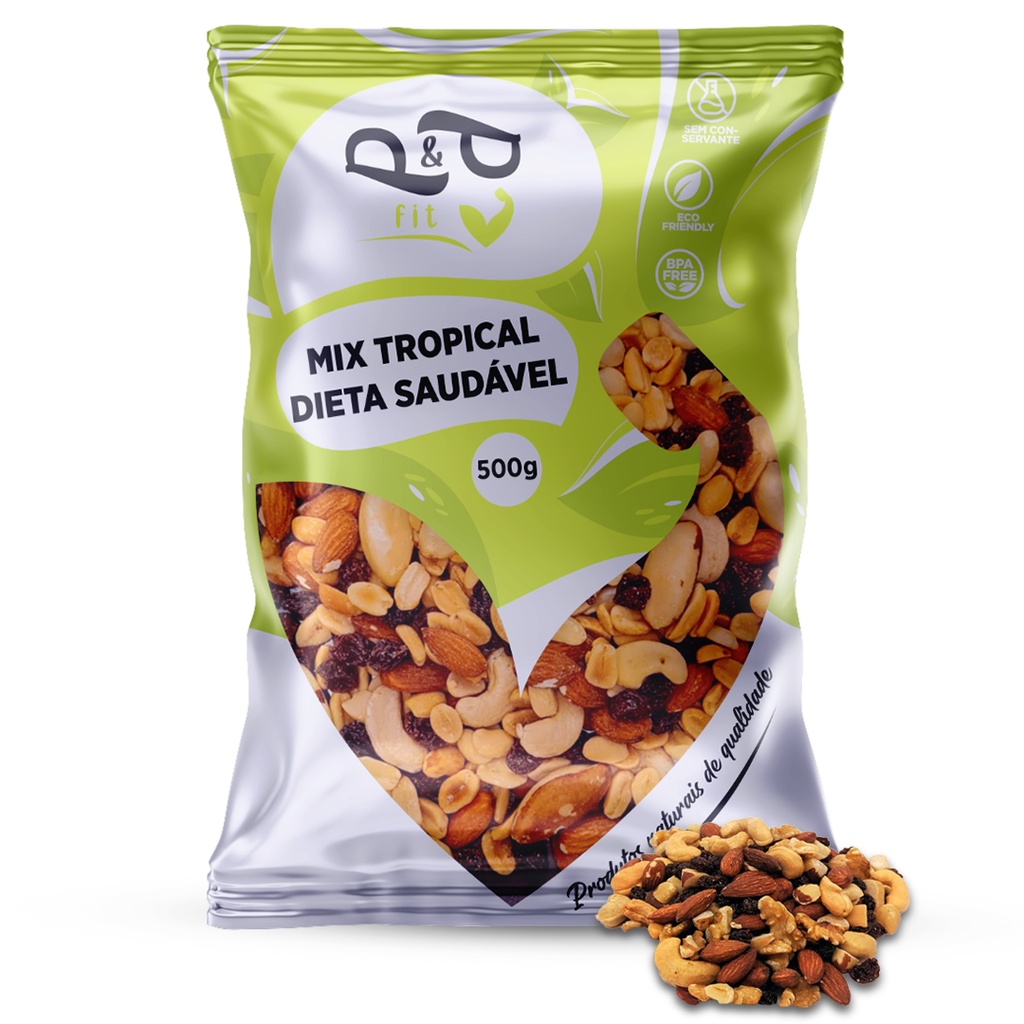 Mix Tropical Dieta Saudável Castanha de Caju Castanha do Pará Amendoa Nozes Uva Passa Amendoim Gojib