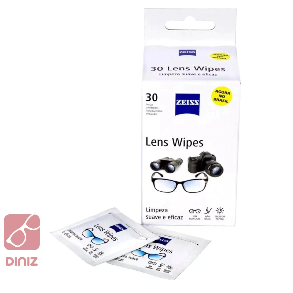 Lens Wipes Zeiss C/ 30 Lenços Umedecidos Limpa Lente