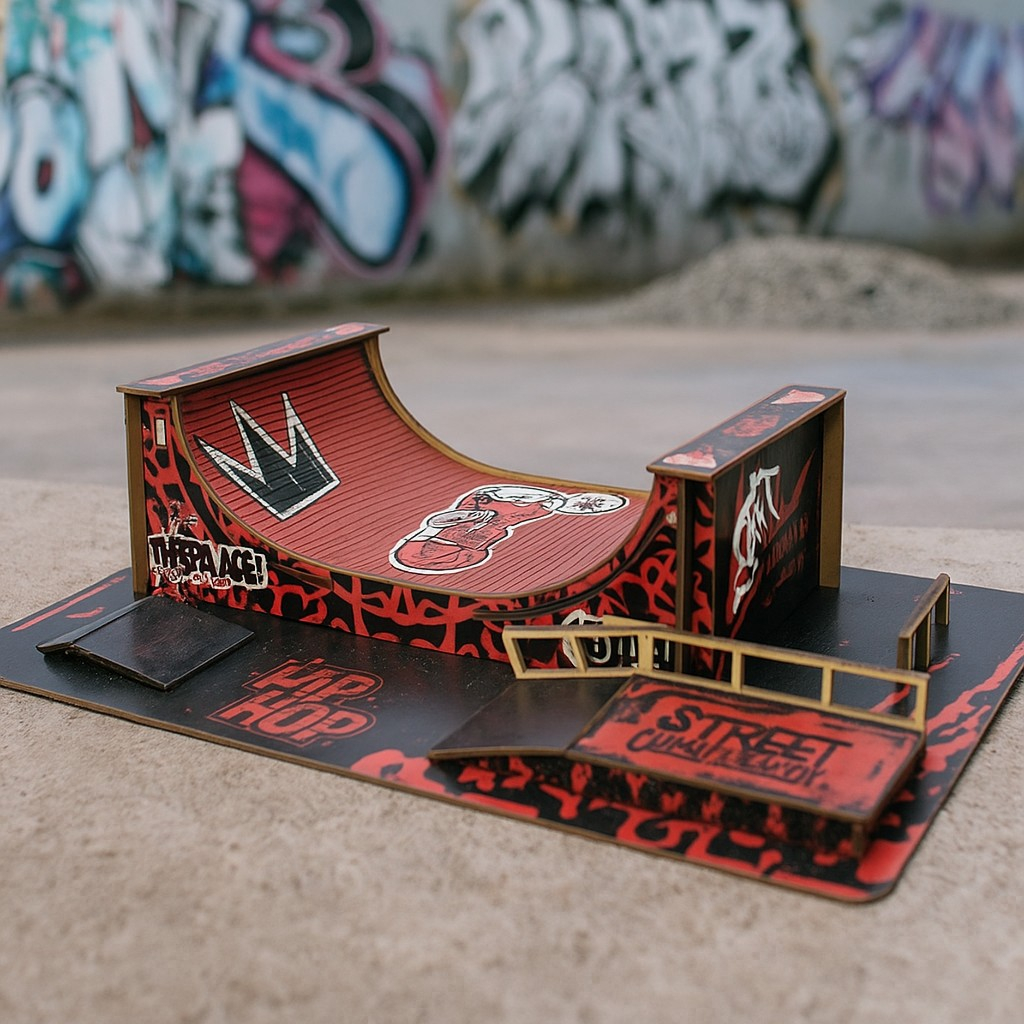 Pista De Skate De Dedo Mdf Adesivado Rampa Skate Park Brinquedo De Dedo Fingerboard Diversão Infanti
