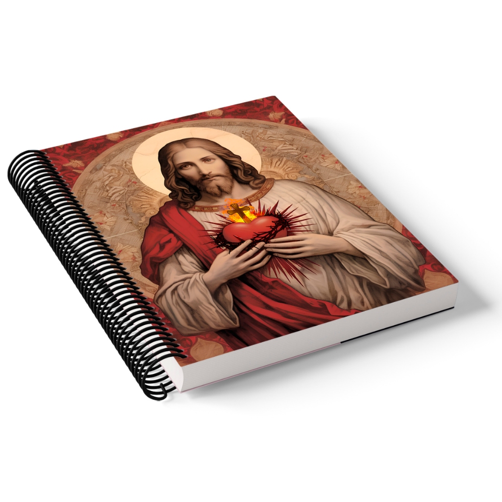 Caderno 1/4 capa dura espiral 96 folhas – SAGRADO CORAÇÃO DE JESUS