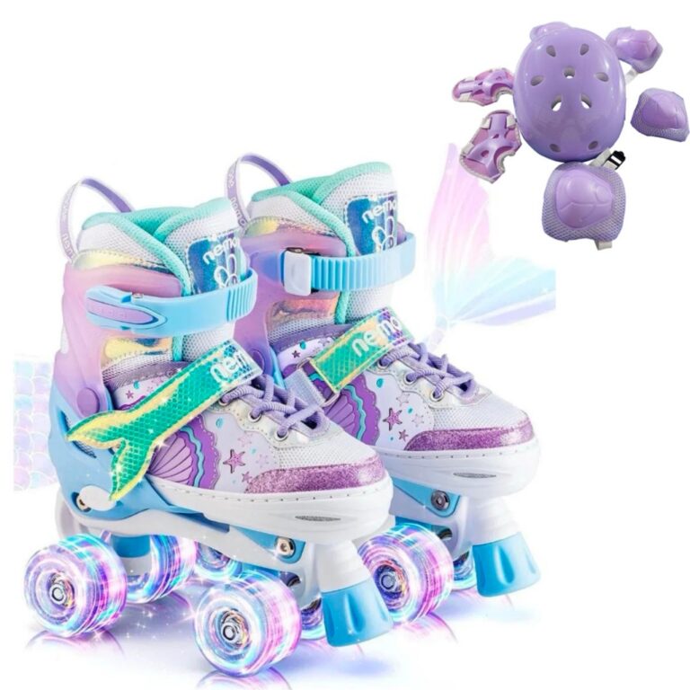 Patins 4 Rodas Quad Roxo Sereia Com Luz De Led Ata