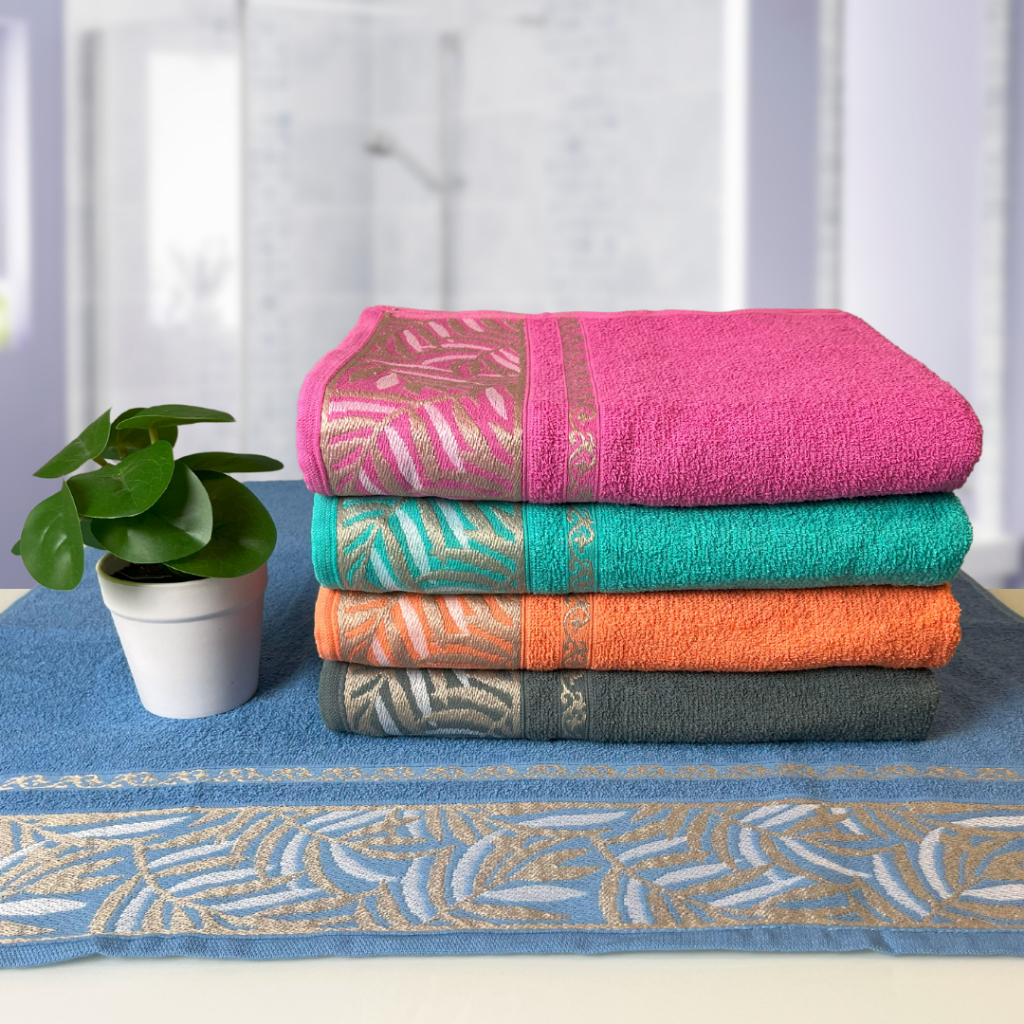 Kits Toalha de Banho Alta Qualidade 100% Algodão 75x135cm Detalhes Dourados – Coleção Luana