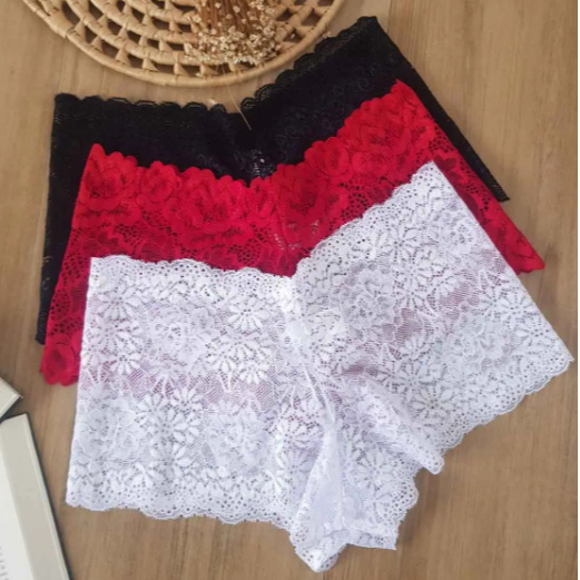 Kit 10 Calcinha Feminina de Renda Sensual Shortinh