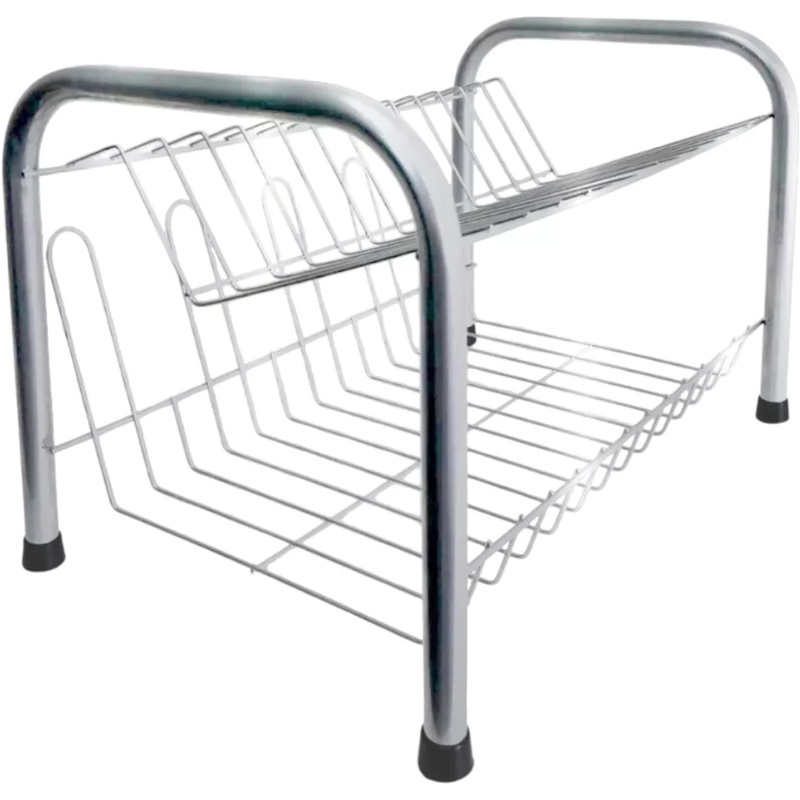 Escorredor Secador De Louça Aço 2 Andares 13 Pratos + Porta Copos Preto ou Cromado Promoção