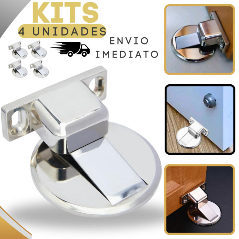 Kit 4 Prendedor Trava Fixador de Porta Magnético 