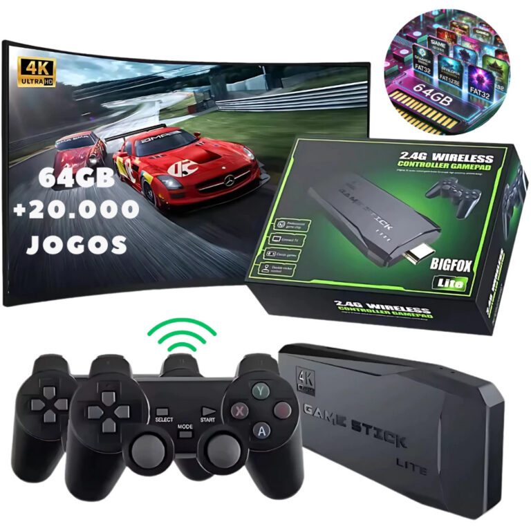Videogame Stick 4K 64gb 2 Controles Sem Fio Consol