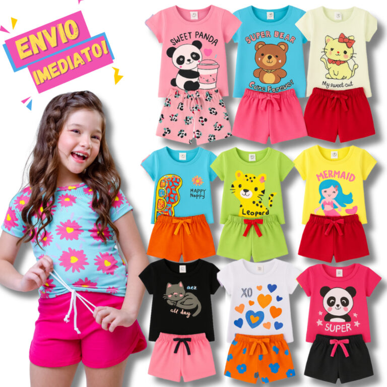 Kit 06 peças Conjunto Roupa Infantil Verão Menin