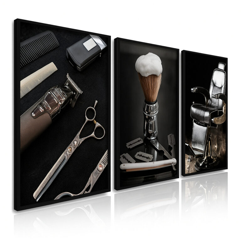 Kit 3 Quadros Decorativos Luxo Barbearia Barber Ca