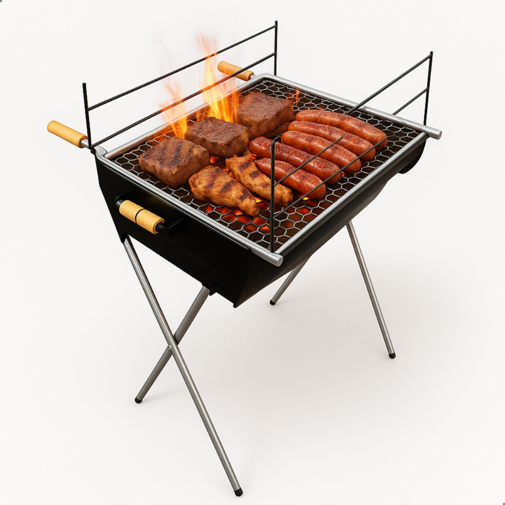 Churrasqueira a Carvão Com Grelha Inclusa 96cm Aço Reforçado Para Espetinho Grande e Grelha Zincada