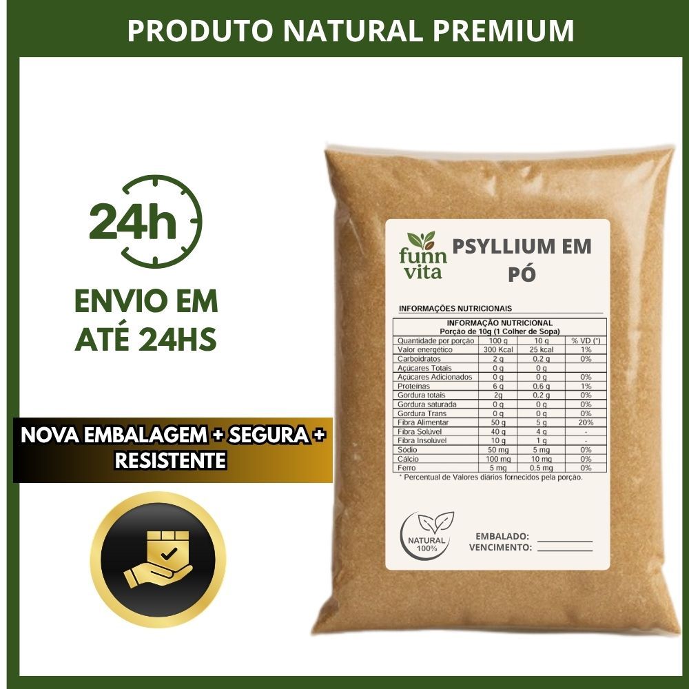 PSYLLIUM EM PÓ 100% NATURAL FIBRAS IMPORTADO – FUNN VITA