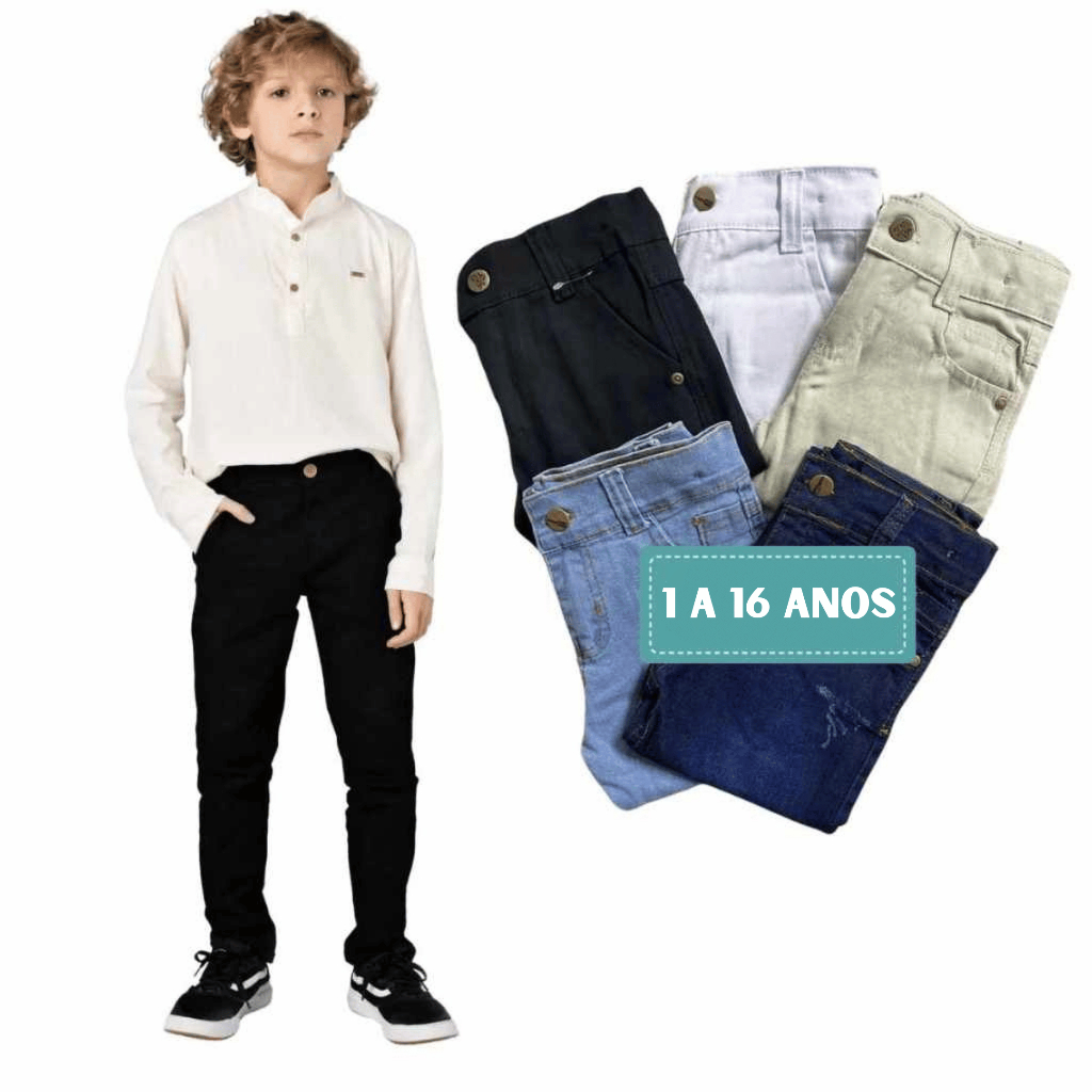 Calça Infantil Juvenil Masculina Menino Tam 1 Até 16 Com Lycra Varias cores Tradicional Escola