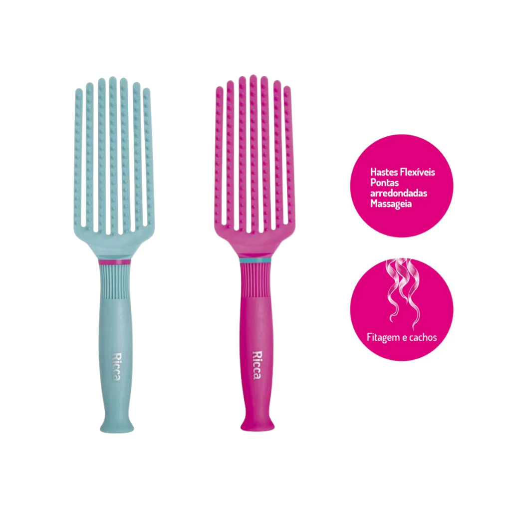 Escova de cabelo Polvo Hastes Flexíveis Ideal para Fitagem Cachos Vibrantes Ricca
