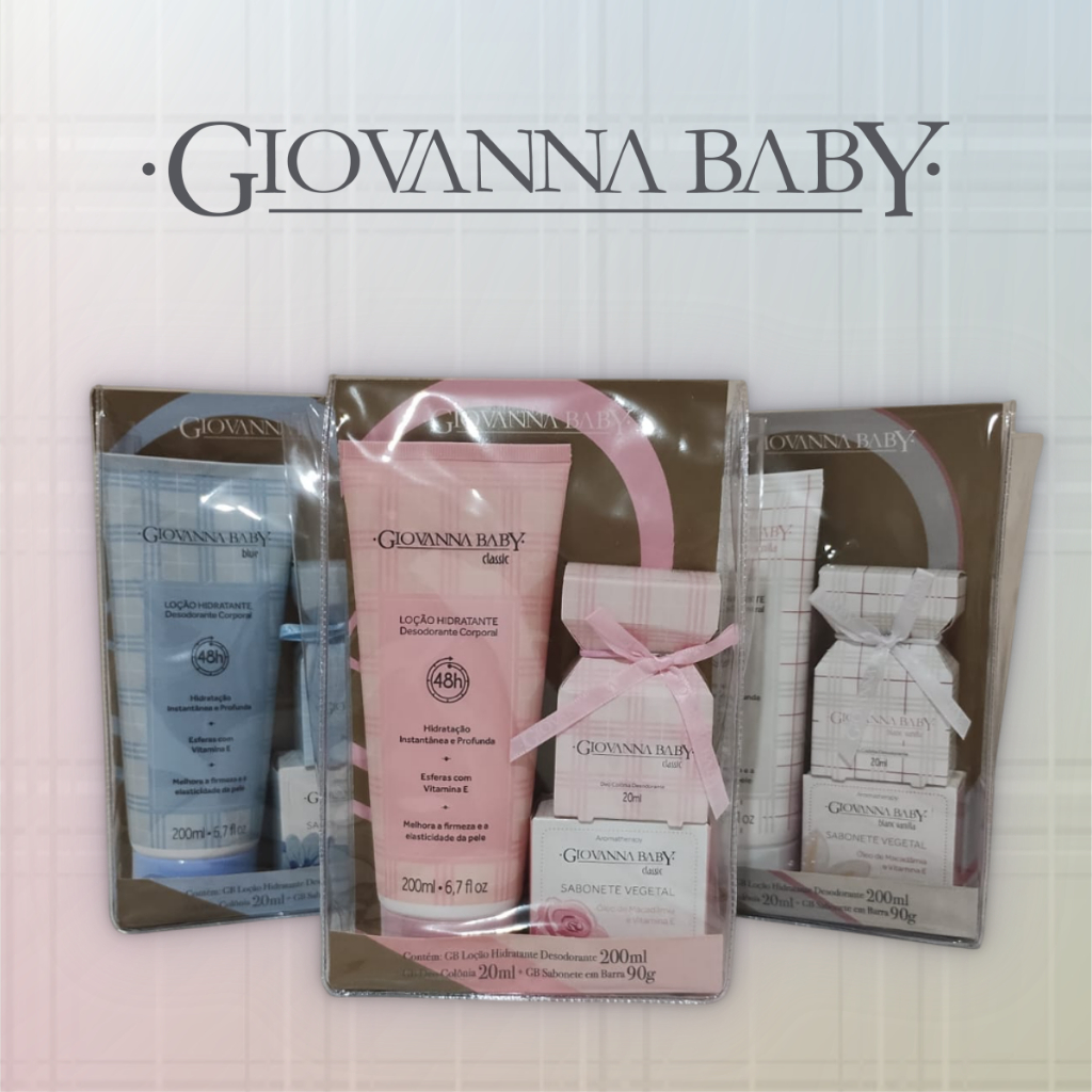 KIT GIOVANNA BABY COLONIA, HIDRATANTE E SABONETE VEGETAL