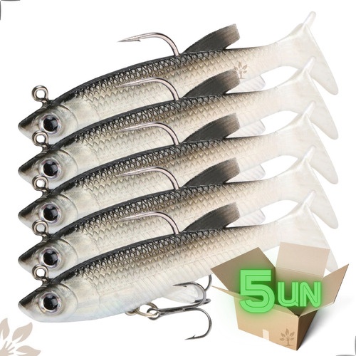 Kit 5 Iscas Artificial Soft Bait Tucunaré Traira 