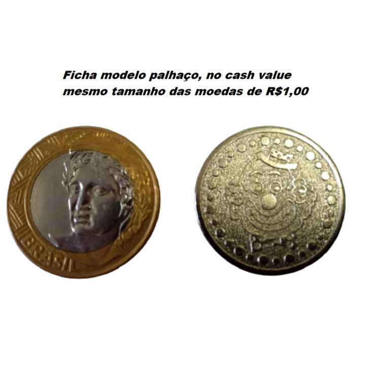 Ficha modelo palhaço, mesmo tamanho moeda de R$1,
