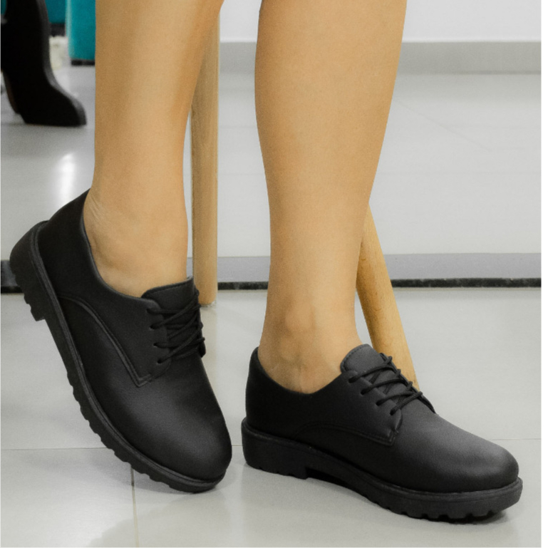 Sapato Feminino Oxford Tradicional Preto Confortá