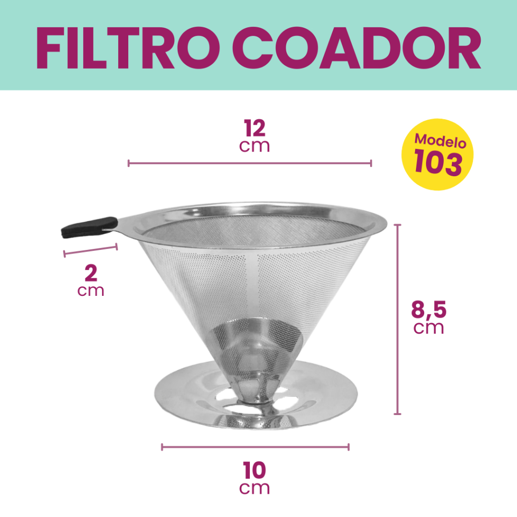 Filtro Coador De Café Inox 103 – Peneira Aço Reutilizável Sem Uso De Papel – Kaftor