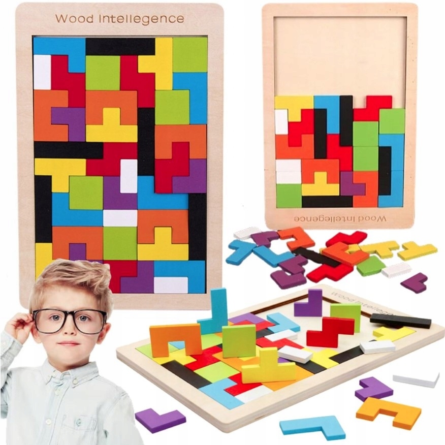 MEDOOSI Quebra-Cabeça 3D 3 em 1 Tetris De Madeira Brinquedos E Tangram /Jogo Infantil Maginação Educ