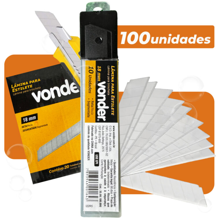 Kit Até 100 Lâminas para Estilete 18mm Profissio