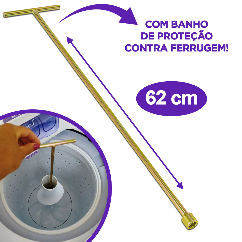 Chave T 10mm Longa soltar Agitador máquina Brastemp Electrolux