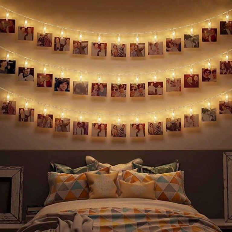 Varal de Fotos com Luzes LED, Pregadores Luminosos