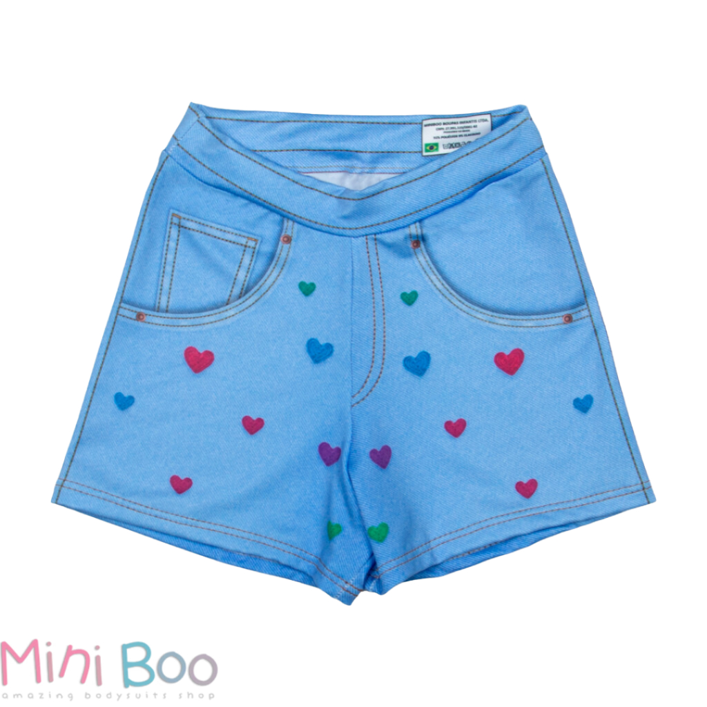 Short Infantil Para Bebês Jeans Fake Confortável Fácil De Vestir Sem Elástico Em Cores