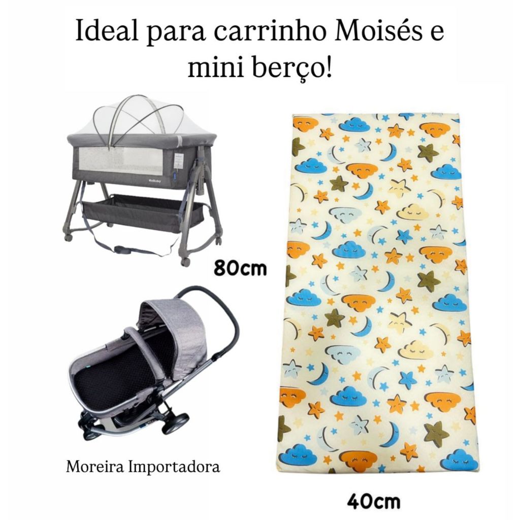 Colchão Para Carrinho Moisés Mini Berço 80x40x6cm – Envio Imediato