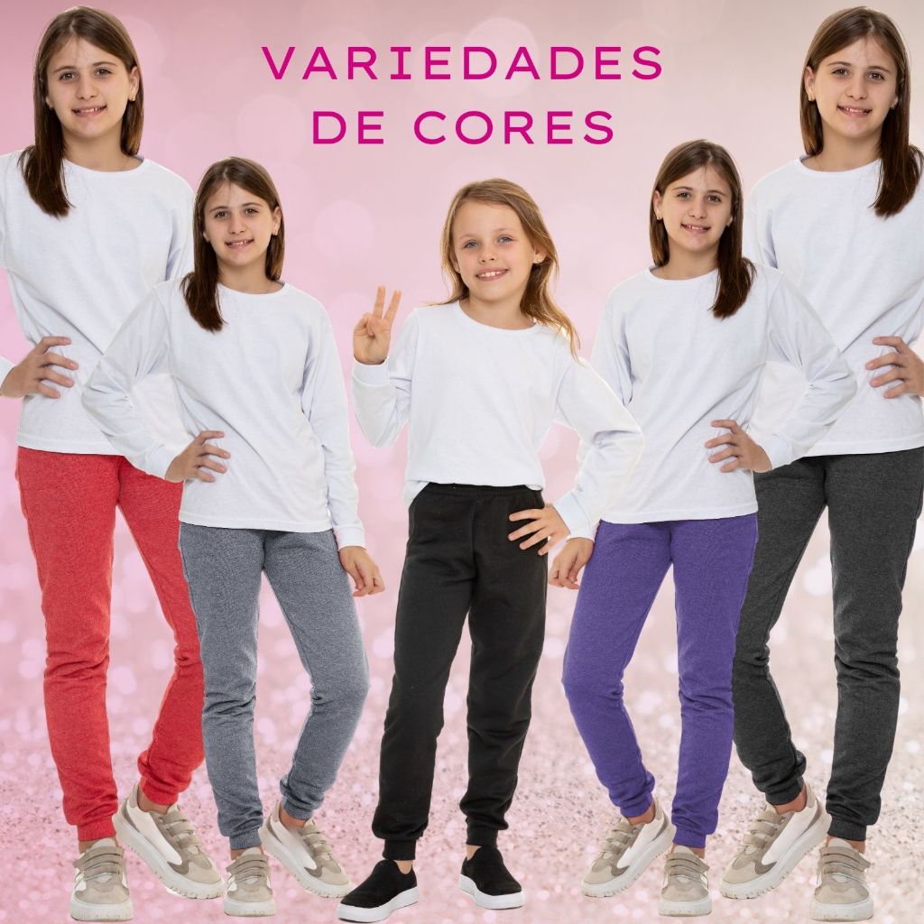 Calça Juvenil Menina Moletom Com Bolsos e Punho 3151-C1
